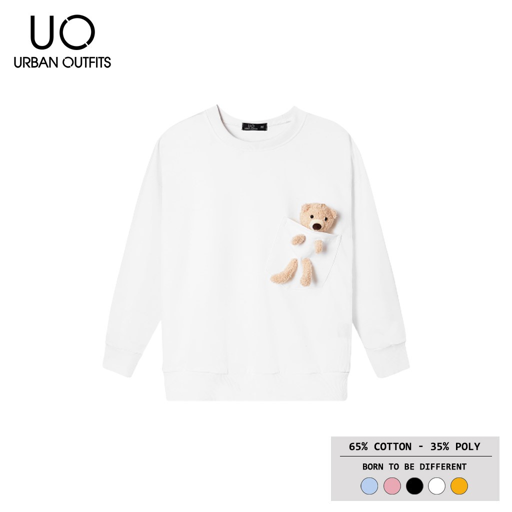 Hàng OUTLET 3 Màu SWO11 Áo Sweater Nữ Nam Form Rộng URBAN OUTFITS Có Túi Gấu Trước In UO Thun Cotton Nỉ | BigBuy360 - bigbuy360.vn