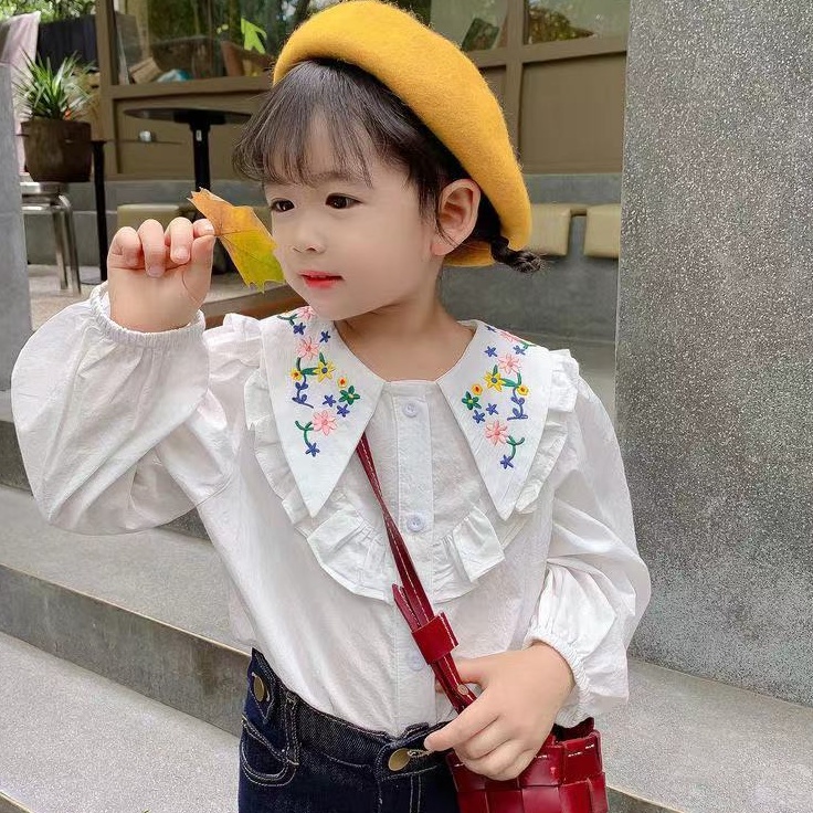 Áo Sơ Mi Nữ Tay Dài Thêu Hoa Màu Sắc