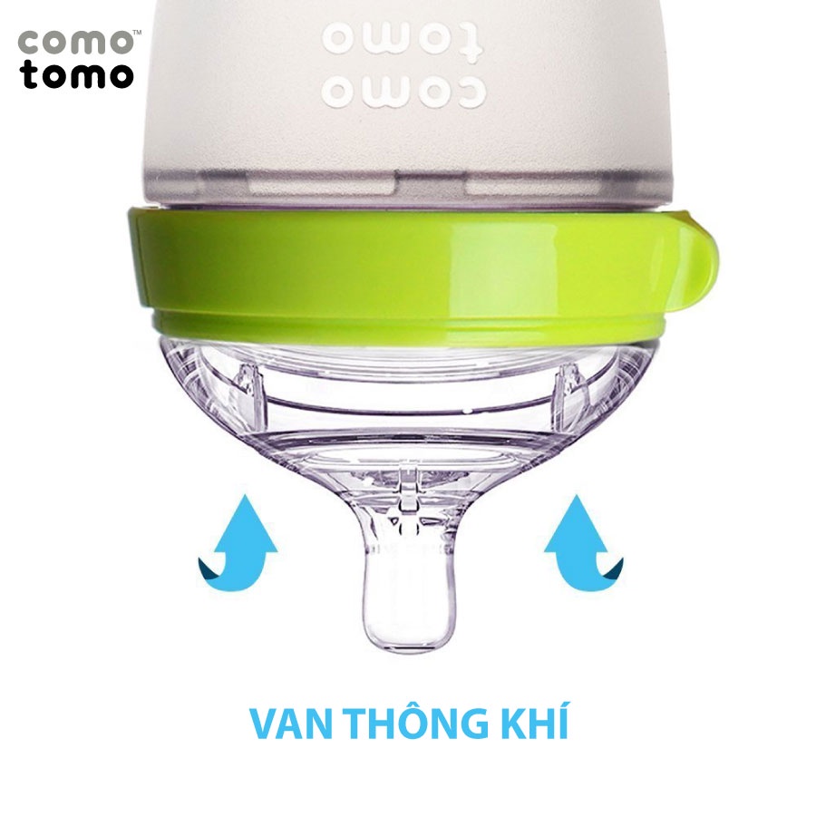 Bình Sữa Comotomo 150ml/250ml 👨‍👩‍👦‍👦Núm Silicon Siêu Mềm💖TẶNG KÈM TAY CẦM CÁNH TIÊN