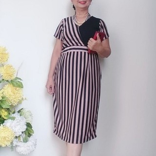 Size L, XL, 2XL (54 - 76Kg) - Váy Đầm Trung Niên Dáng Suông - Vải Sợi pha Poly Dày Dặn - Có Túi