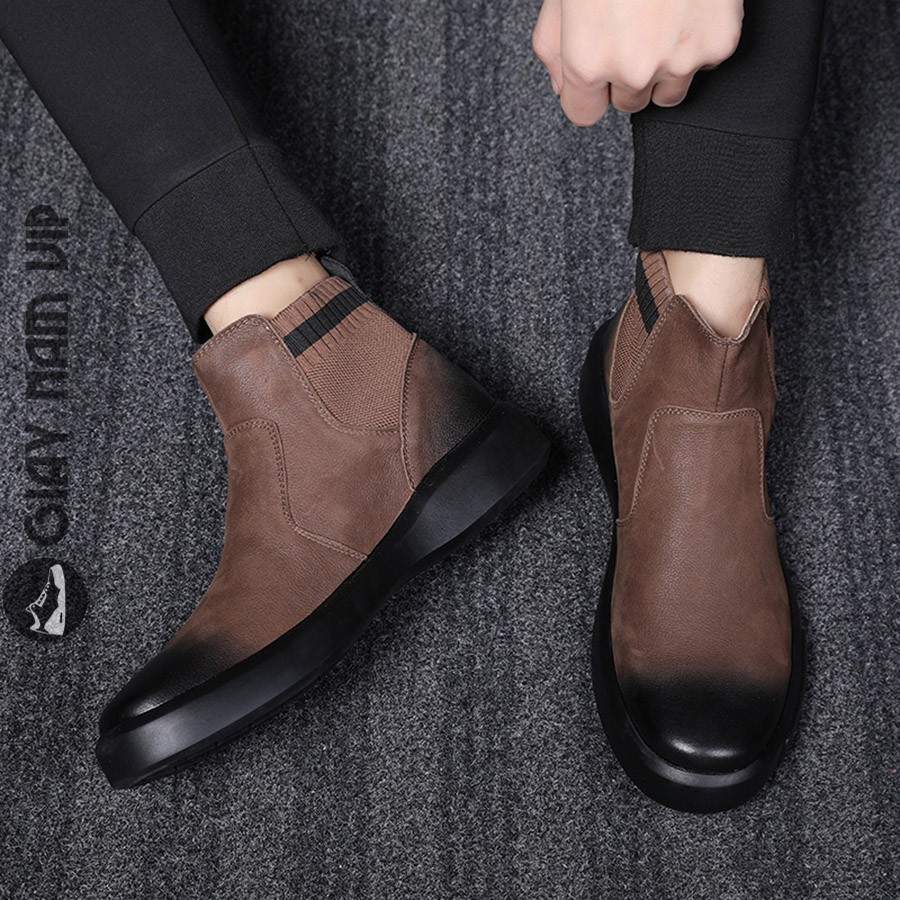 Giày Bốt Da Bò Nam - FREESHIP - Giày Thời Trang Nam Chelsea Boot Độc Đáo Thanh Lịch GNK101 | BigBuy360 - bigbuy360.vn