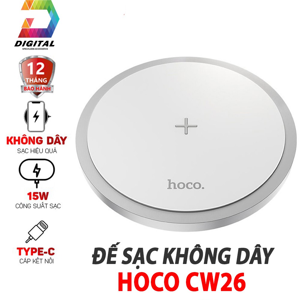 Đế Sạc Nhanh Không Dây Hoco CW26 15W Chính Hãng