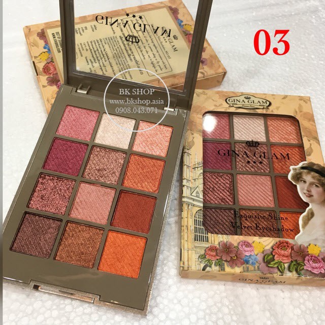 [  An Toàn ] Phấn Mắt 12 Ô GINA GLAM Velvet Eyeshadow G42