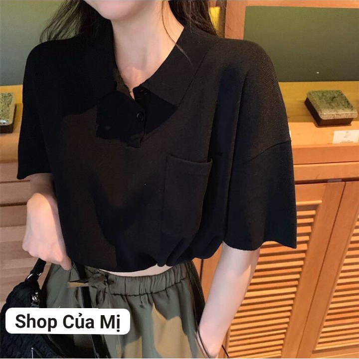 Áo Thun Croptop cổ trụ tay lỡ có dây rút cá tính M0102