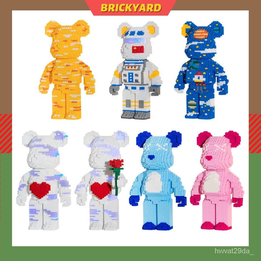 Lego bearbrick mô hình lắp ráp 3d, bộ lắp ghép đồ decor trang trí bàn làm việc, quà tặng mô hình bearbrick