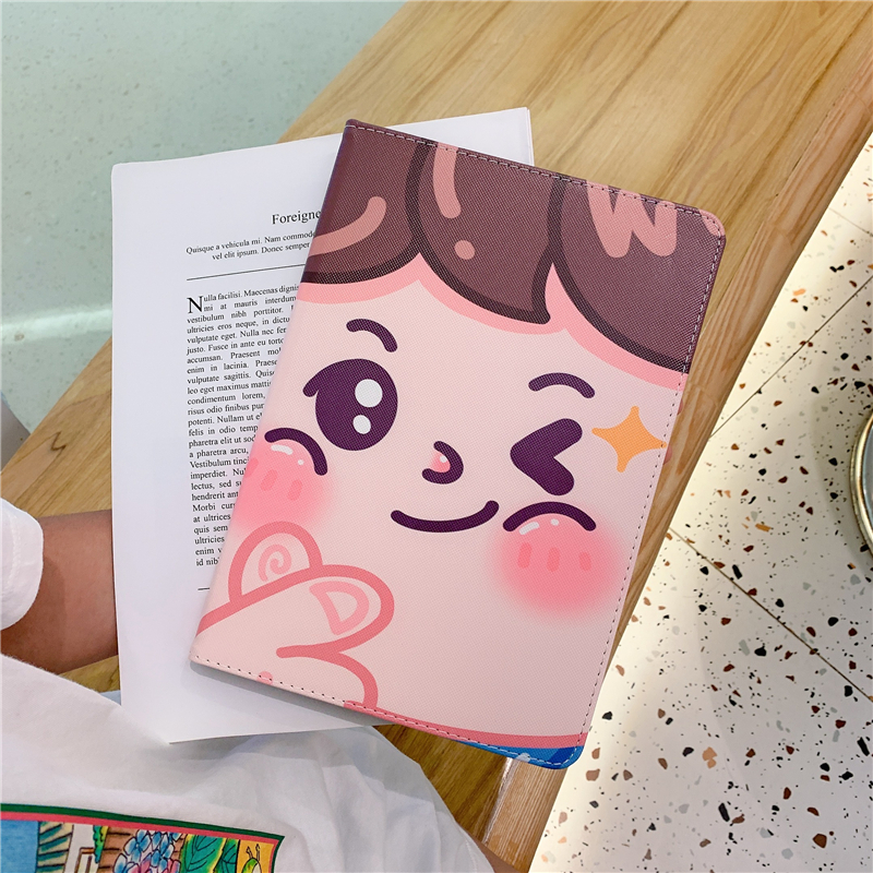 【really stock】The New Apple IPad Air Pro 7.9 9.7 10.5 11 10.2 10.9" Inch Mini 1/2/3/4/5 2017/2018/2019/2020/2021 Cute Baby with big face Cartoon Auto Sleep Case Cover Protector Sleeves Holder