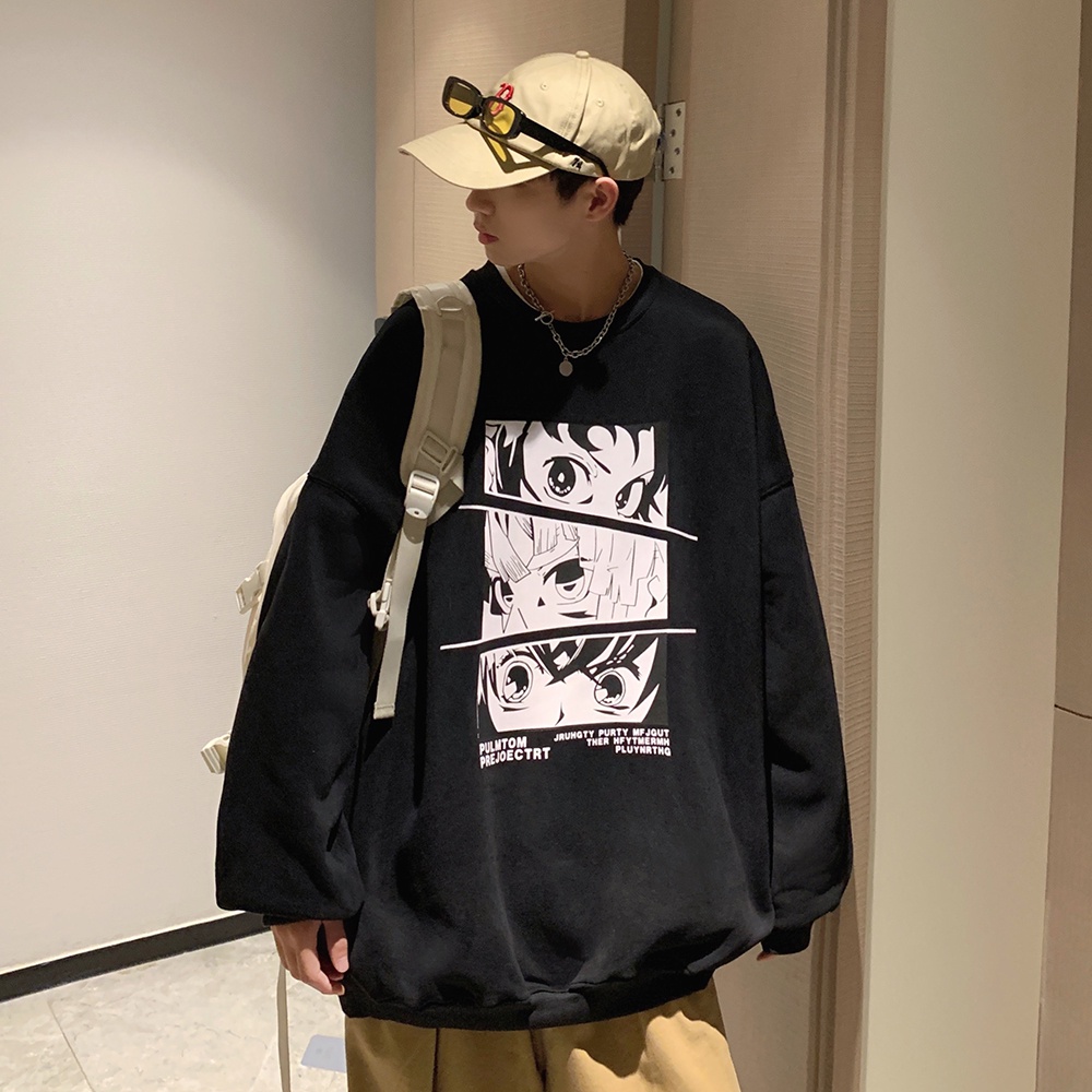 Áo sweater Tay Dài Dáng Rộng Họa Tiết Hoạt Hình Cá Tính Dễ Phối Đồ Cho Nam