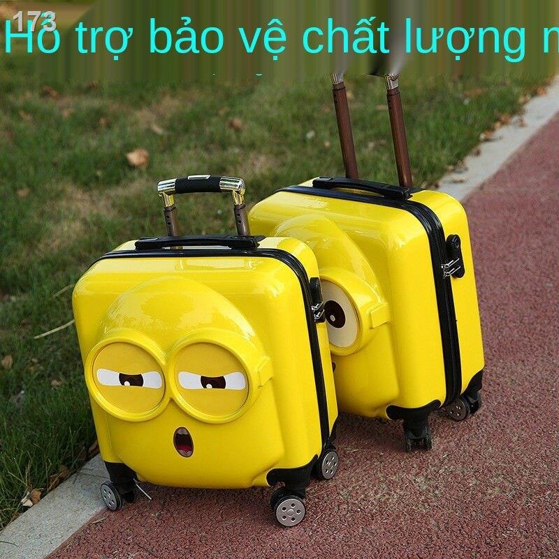 [hàng mới]Phim hoạt hình Xe đẩy trẻ em Hộp đựng hành lý Người đàn ông nhỏ màu vàng Gấu Con vịt mật khẩu 18 inch 20 Vali