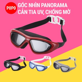 Kính bơi người lớn tráng gương, mắt trong POPO tầm nhìn rộng 180 độ, chống tia UV