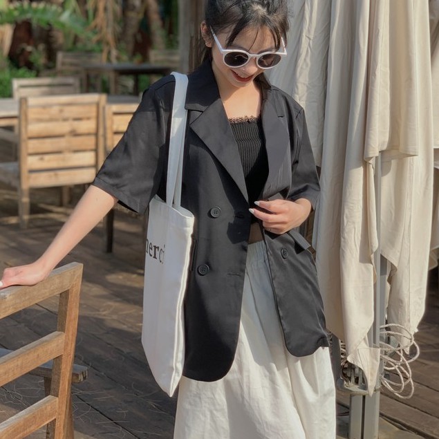 áo blazer một lớp ngắn tay mùa hè SA424 1994closet