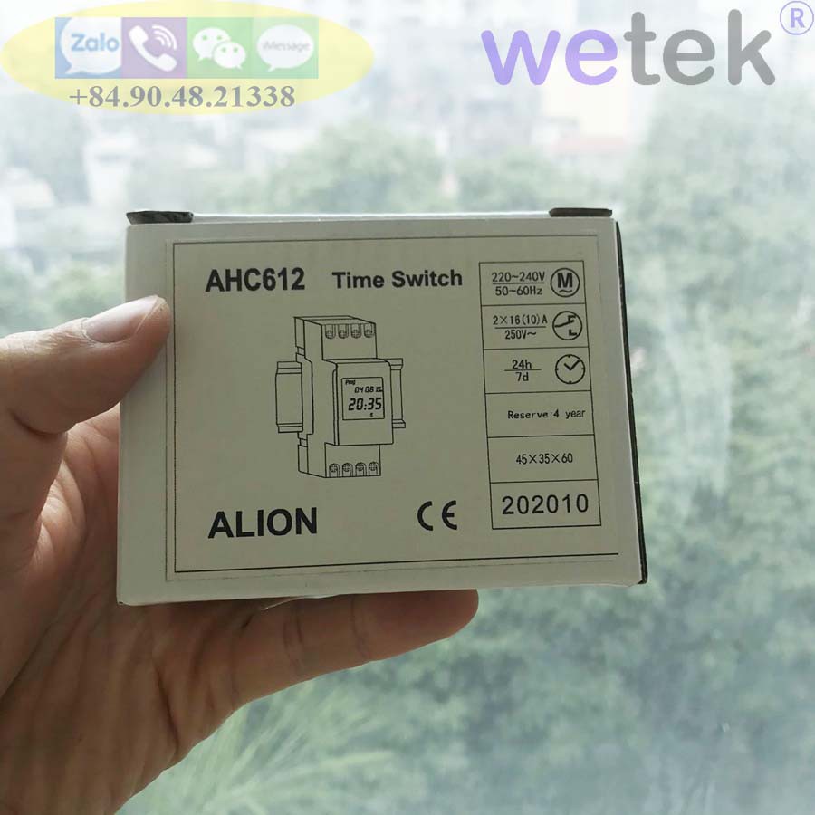 Công tắc hẹn giờ timer 24h 7 ngày Alion AHC-612 điện tử, 2 kênh, 30 on/off, tiếp điểm 16A cho chiếu sáng, quảng cáo, bơm