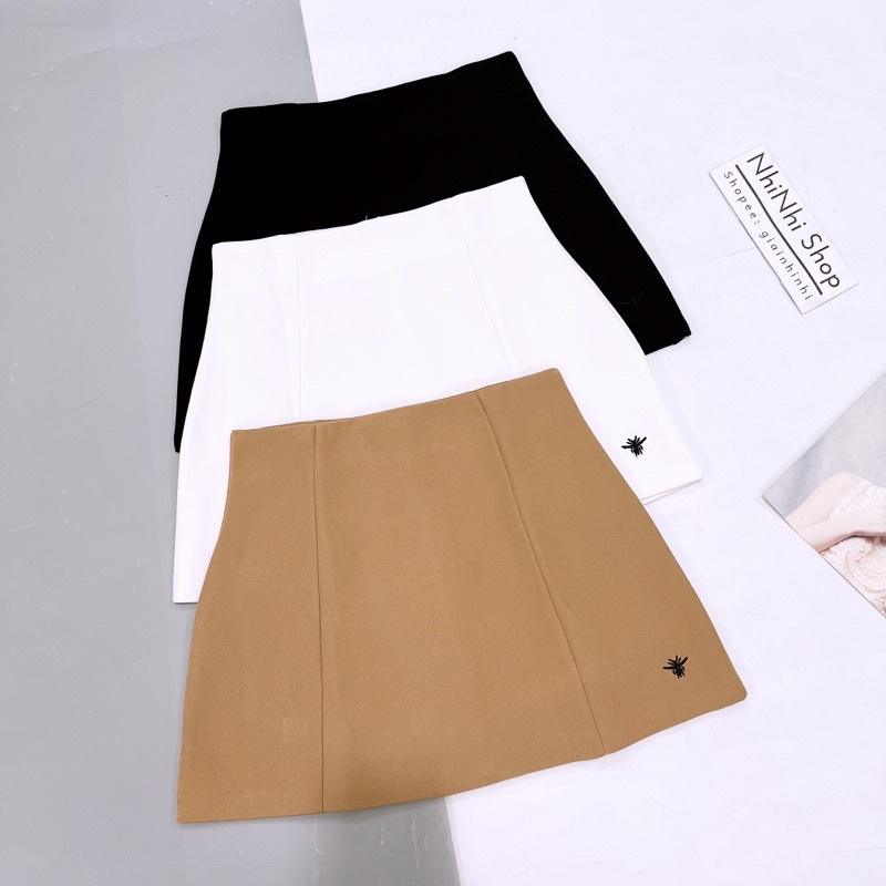 Chân váy dáng A thêu nhện hàng đẹp, Chân váy cạp cao có lót quần CV358 - NhiNhi Shop