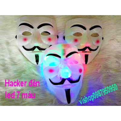 Loại Dầy Đẹp Mặt nạ hacker hóa trang trắng phát sáng đèn led 7 màu