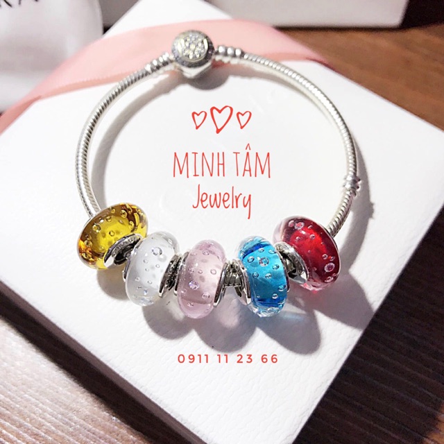Charm glass bọt biển bạc S925-Minh Tâm Jewelry