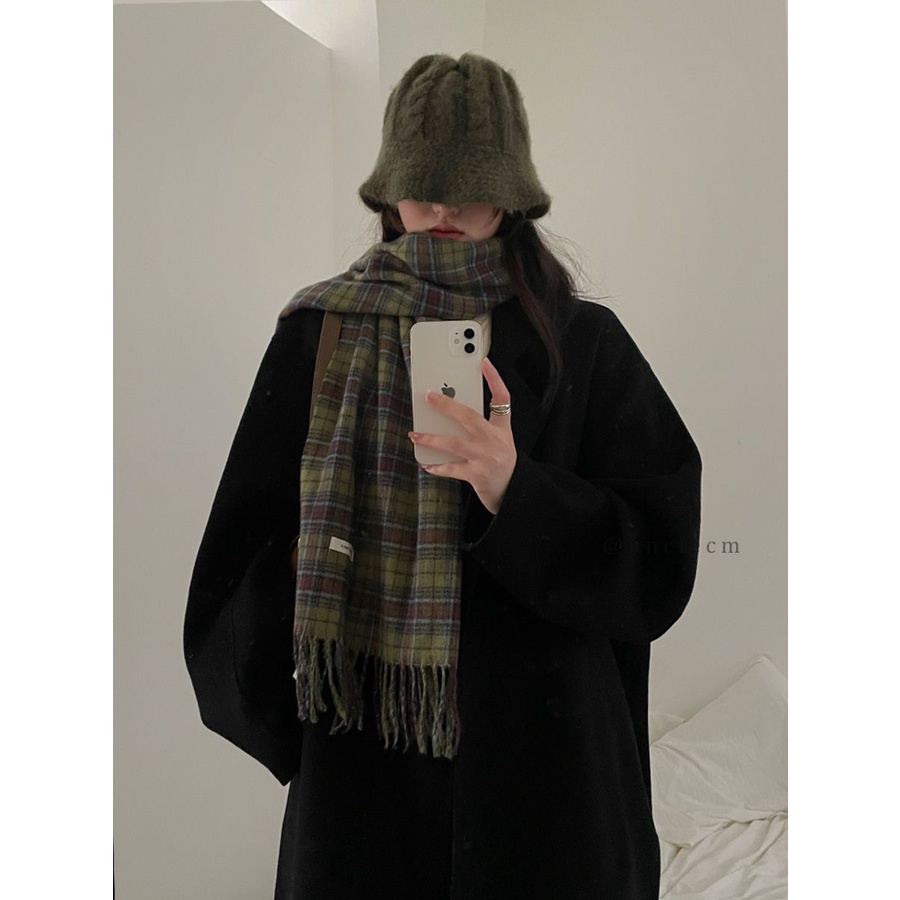 Khăn Choàng Cổ Họa Tiết Sọc Caro Phong Cách Vintage