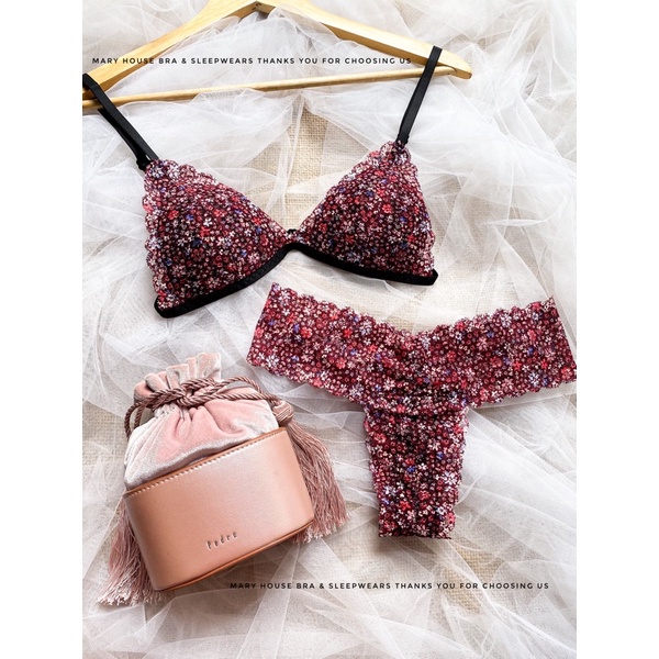 Set Bralette Ren Mút Ngực Quần T Hoa nhí Đỏ | BigBuy360 - bigbuy360.vn
