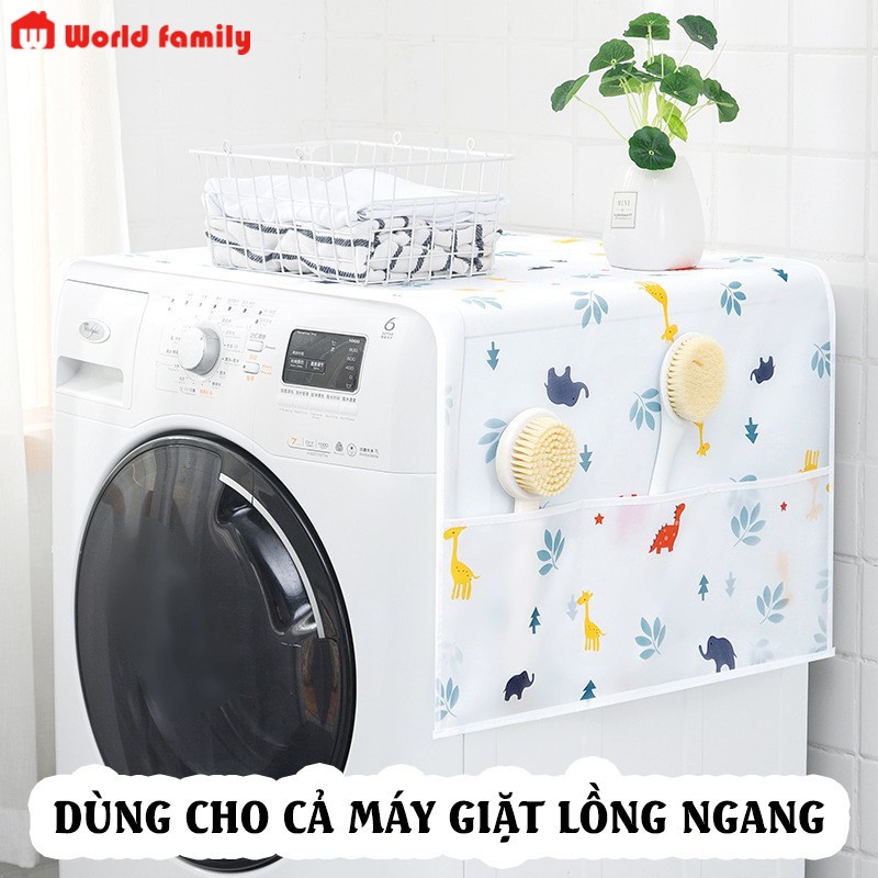 Khăn phủ tủ lạnh máy giặt chống bụi có túi đựng đồ dày dặn