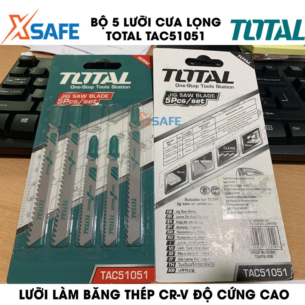 Bộ 5 lưỡi cưa lọng TOTAL TAC51051 Lưỡi cưa lọng Total chất liệu hợp kim siêu bền, dễ dàng cắt kim loại, gỗ