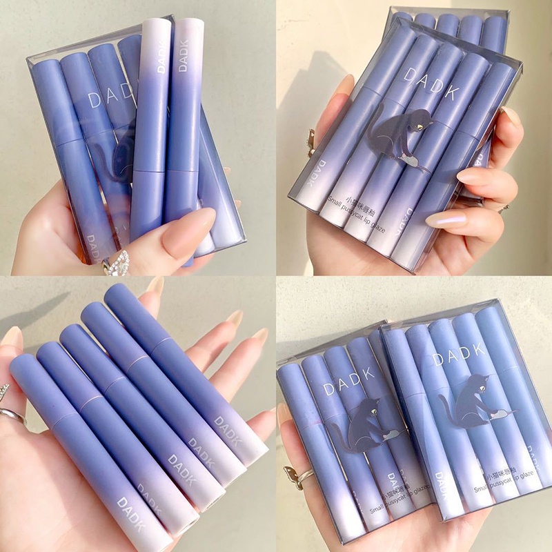 [Hàng mới về] Set 5 thỏi son kem hiệu ứng nhung lì chống nước lâu trôi trọng lượng nhẹ