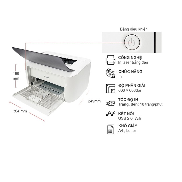 Máy in Laser trắng đen Canon LBP6030w Hàng Chính Hãng