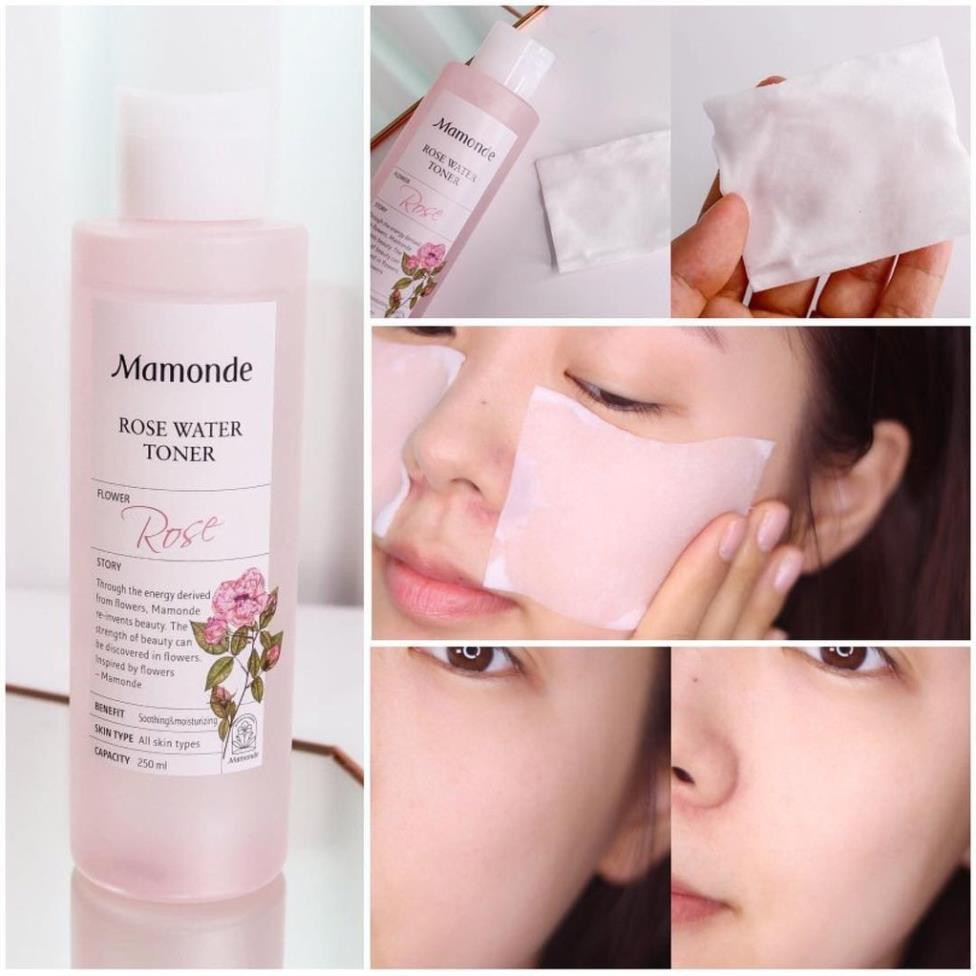 Nước hoa hồng dưỡng da cung cấp độ ẩm se khít lỗ chân lông Mamonde Rose Water Toner Hàn Quốc 250ml