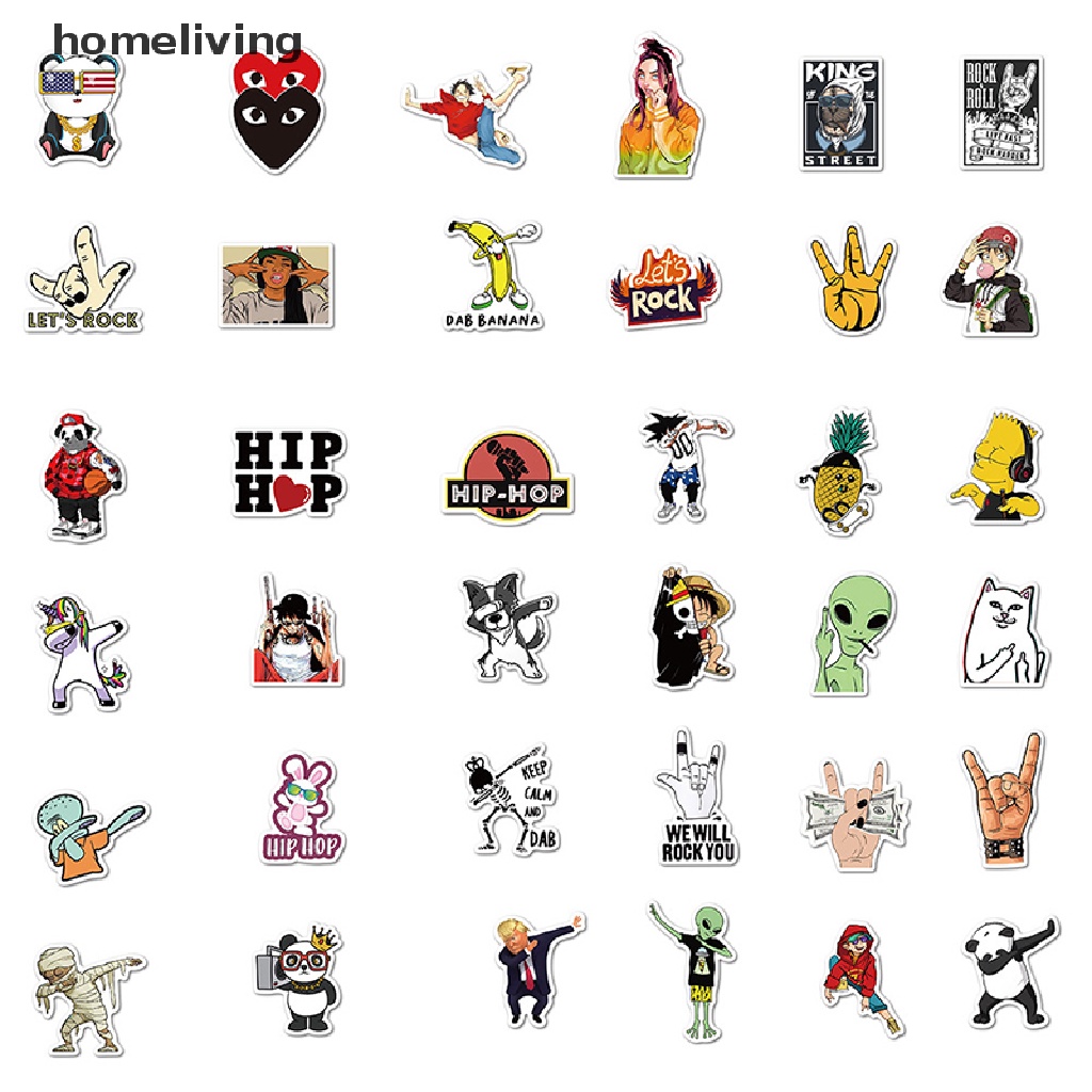 Set 100 Sticker Dán Trang Trí Máy Tính Phong Cách Hip Hop Rock