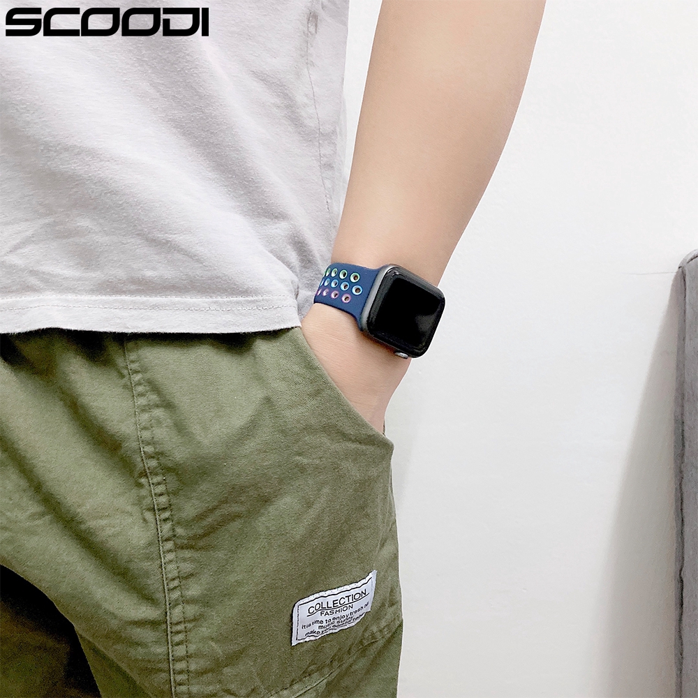 Dây đeo đồng hồ bằng silicon thích hợp cho Apple Series 5 4 3 2 1 Kích Thước 38mm 40mm 42mm 44mm