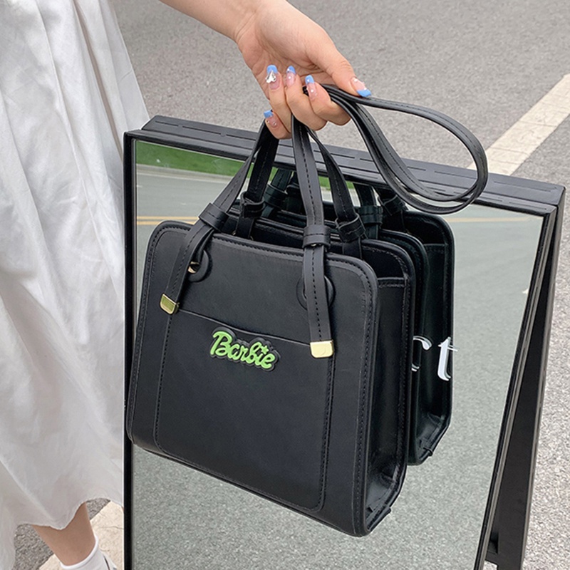 Túi xách IELGY đeo vai màu đen trang trí chữ cổ điển cho nữ