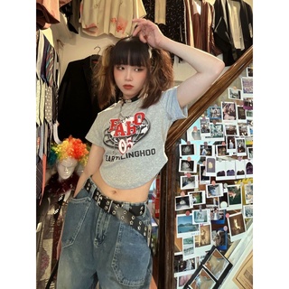 Áo Thun Croptop In Hoạ Tiết Vintage Trẻ Trung Cá Tính