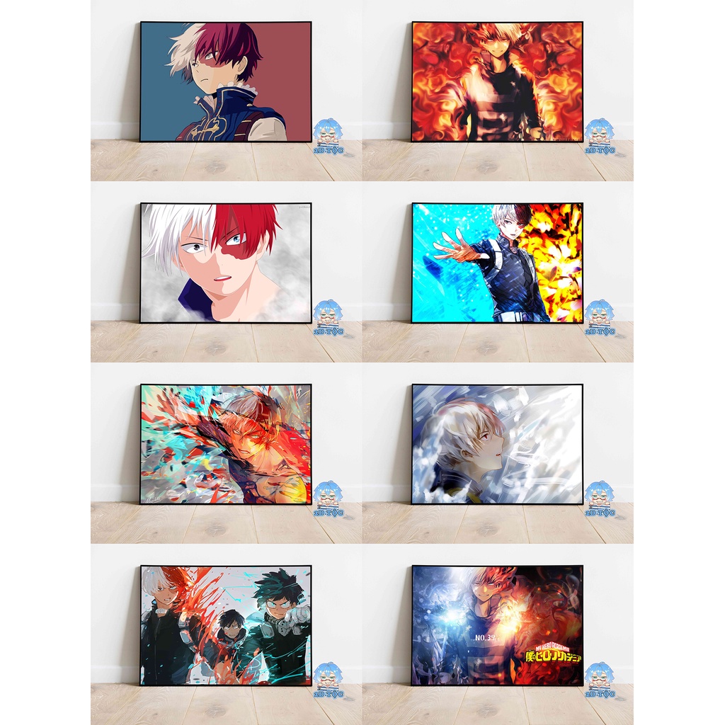 Tranh poster A3 Todoroki Shoto  Anime My Hero Academia chất liệu giấy cao cấp - 2D Tộc Shop
