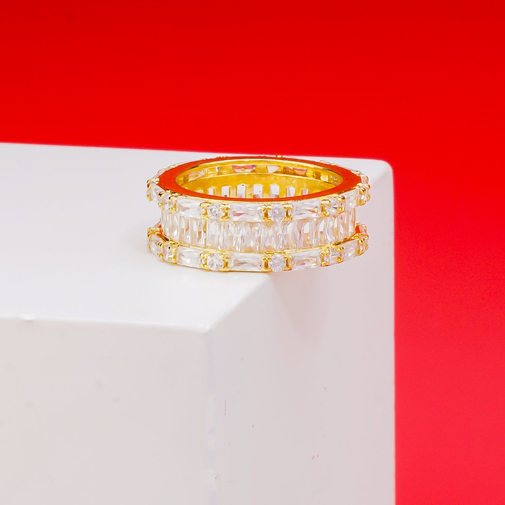 Nhẫn nữ UHA mạ vàng 18K đính đá CZ N533160-175