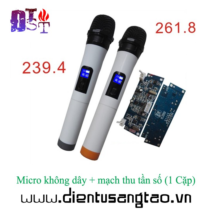 Micro không dây + mạch thu tần số 1 Cặp