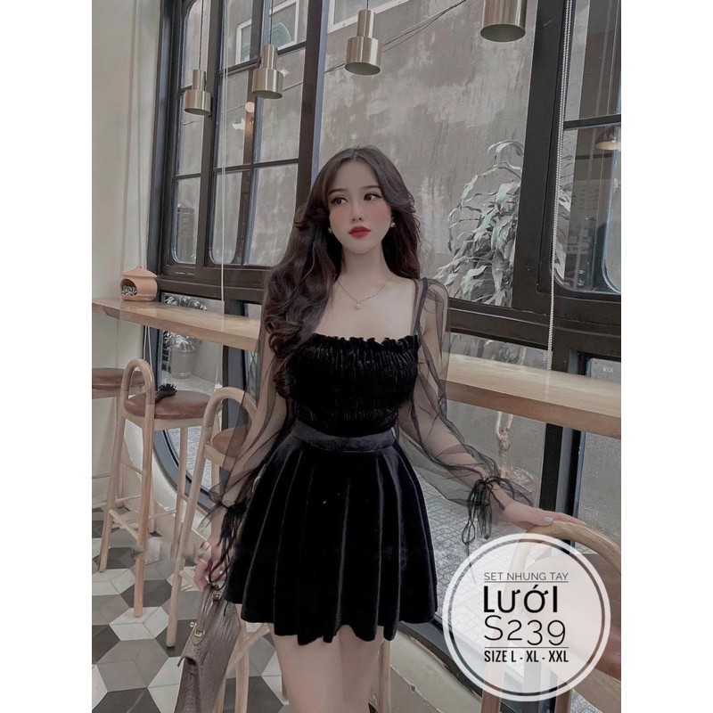 Bigsize Set nhung tay lưới S239