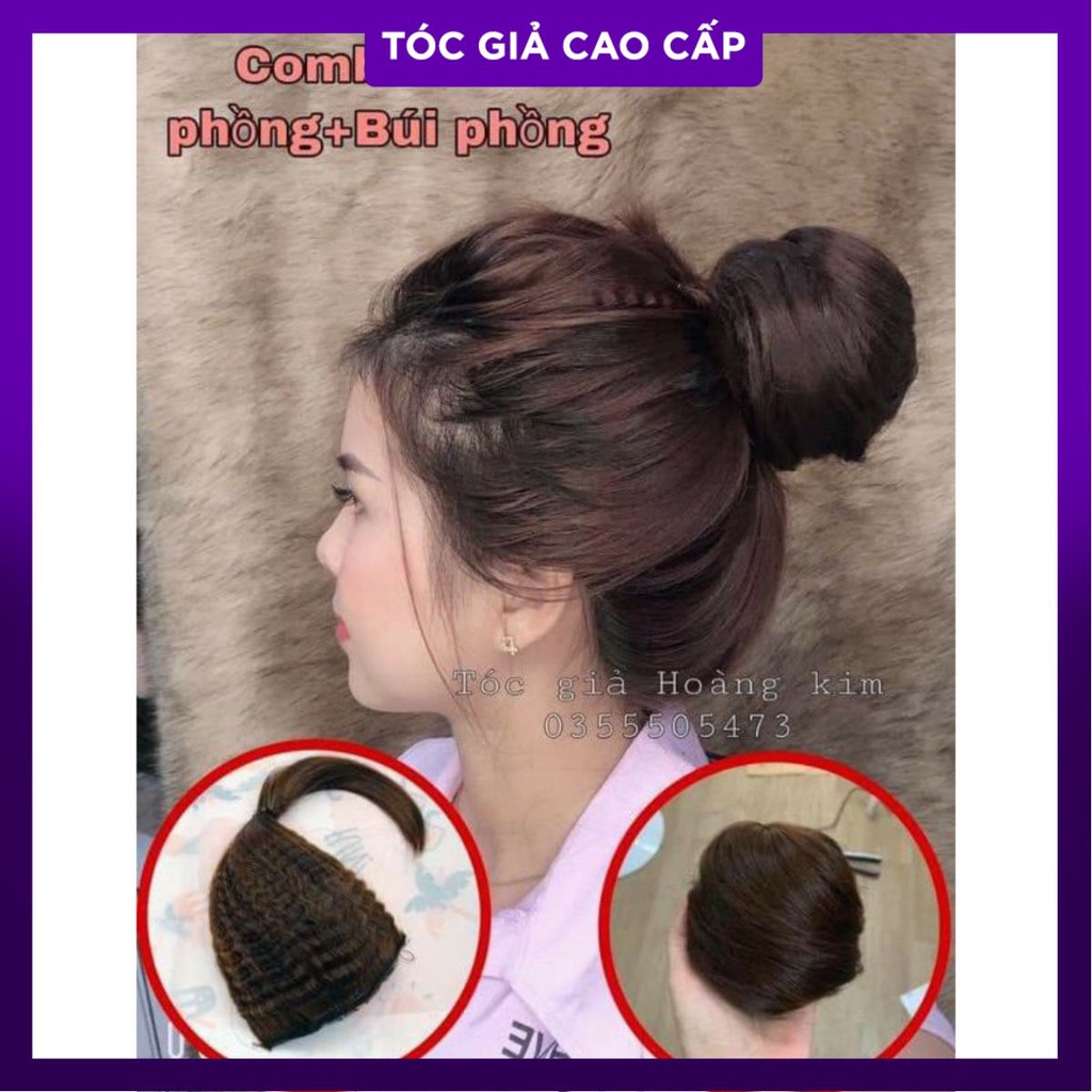 Compo tóc búi phồng mái phồng hình thật