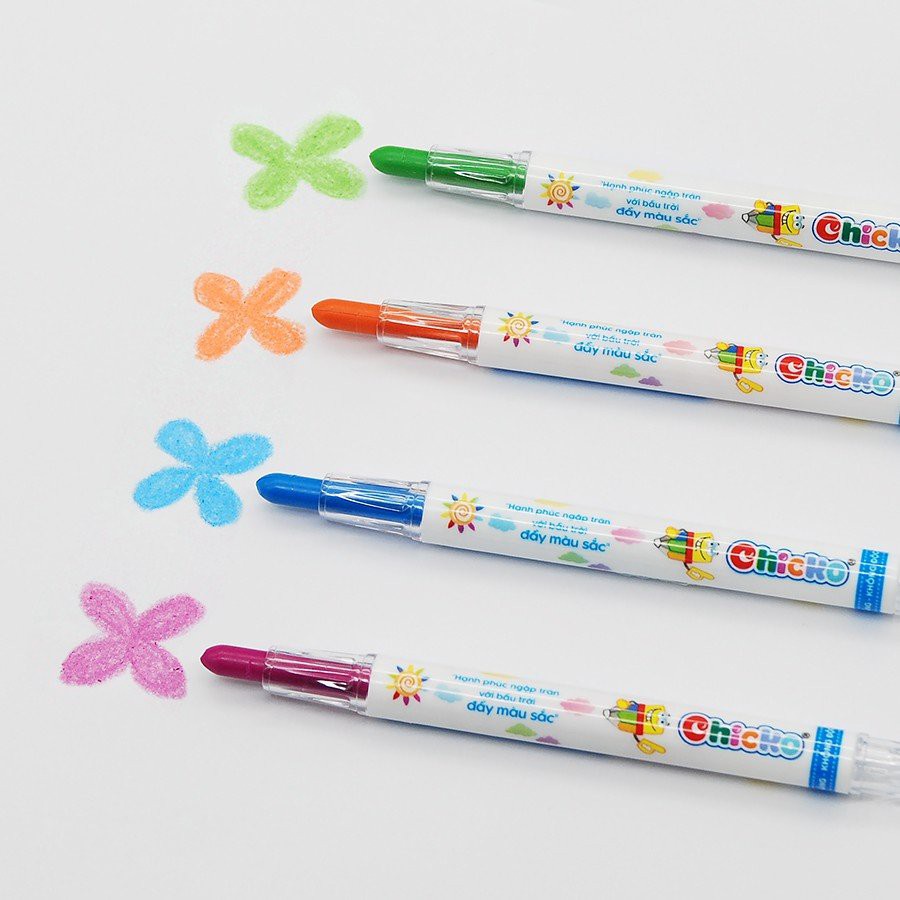 Bút Sáp Màu Xoay Duka Twist Crayon 24 Màu - Túi Nhựa PVC