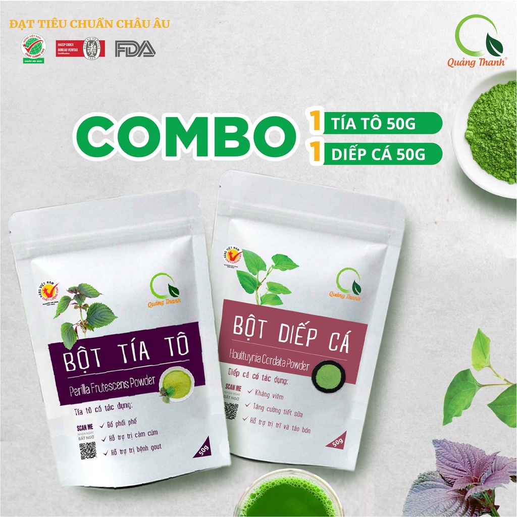 Combo Bột Tía Tô và Bột Diếp Cá 50g - Mát gan, hỗ trợ vấn đề tiêu hóa, bổ phổi phế, hỗ trợ tăng sức đề kháng- Chính Hãng