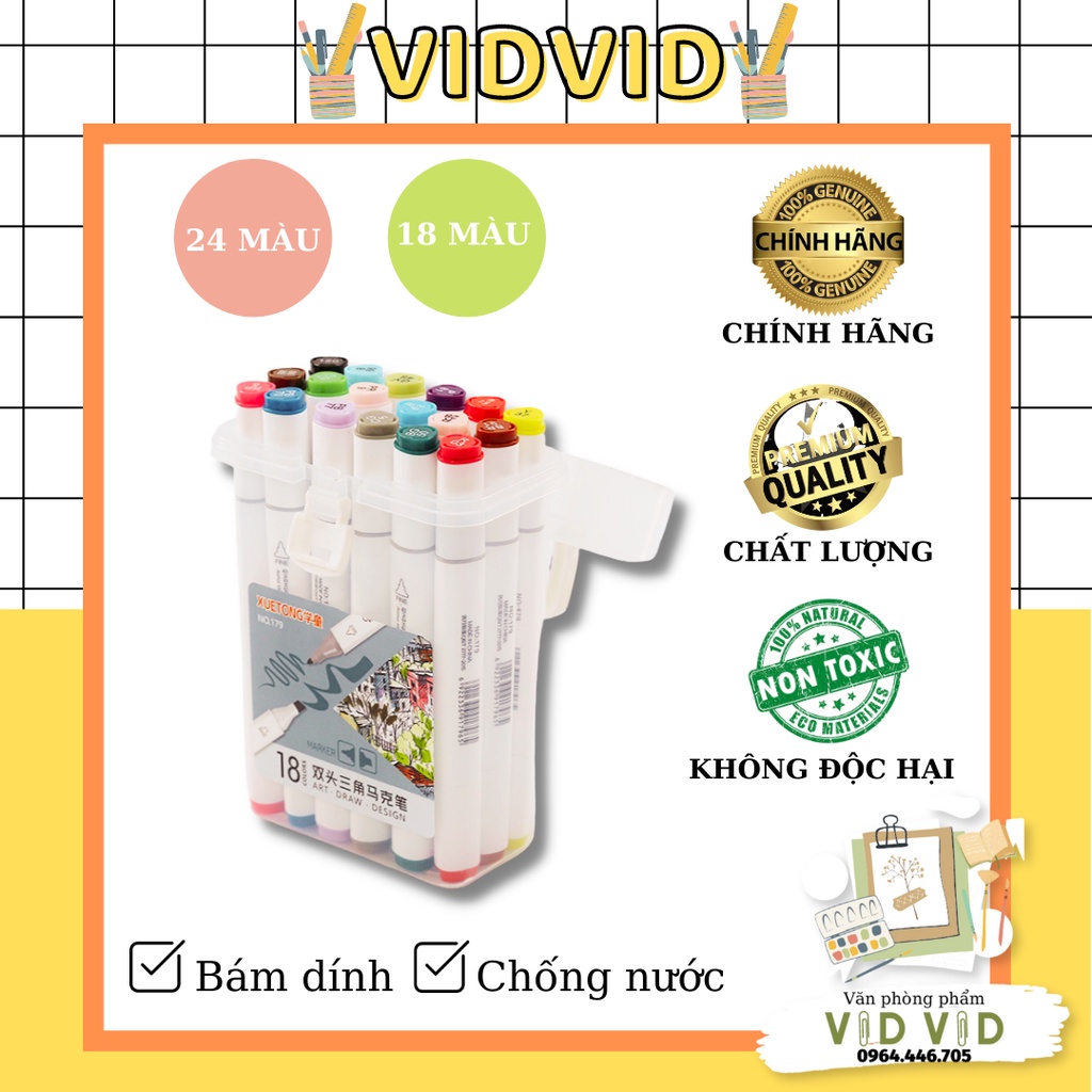 Bút màu dạ cồn Marker - Hộp màu Nhựa vuông Dạ Marker Touch 6 Cao Cấp - Hàng chuẩn (đủ cỡ bạn chọn)