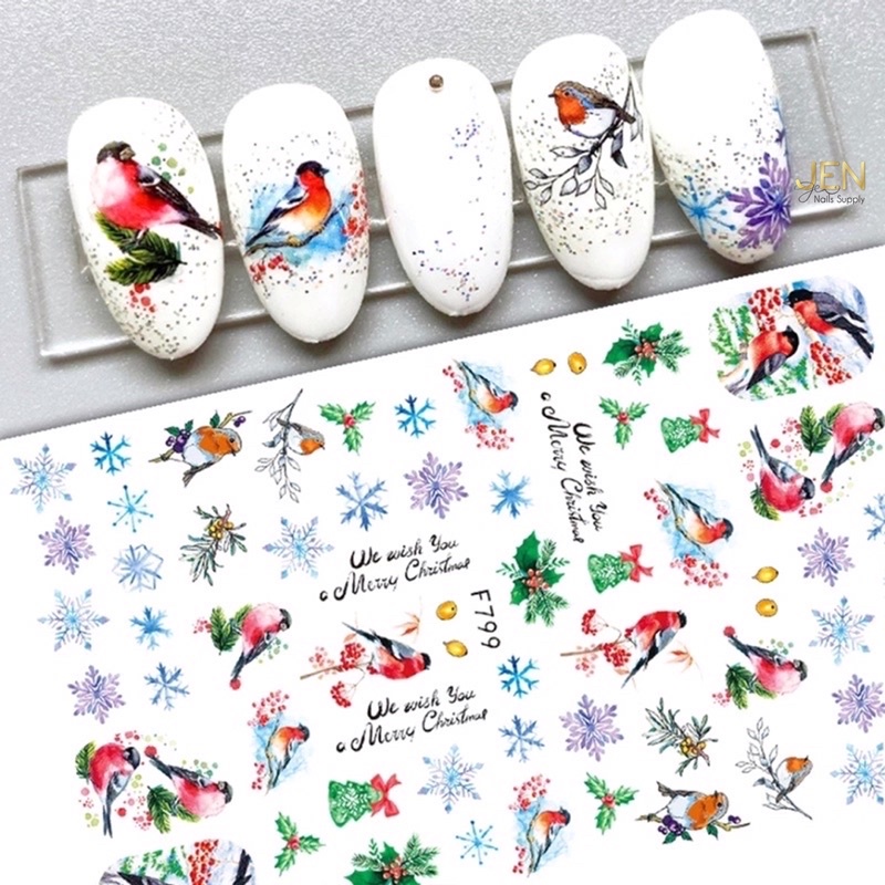 Sticker Noel dán móng-hình dán nail bông tuyết Giáng sinh