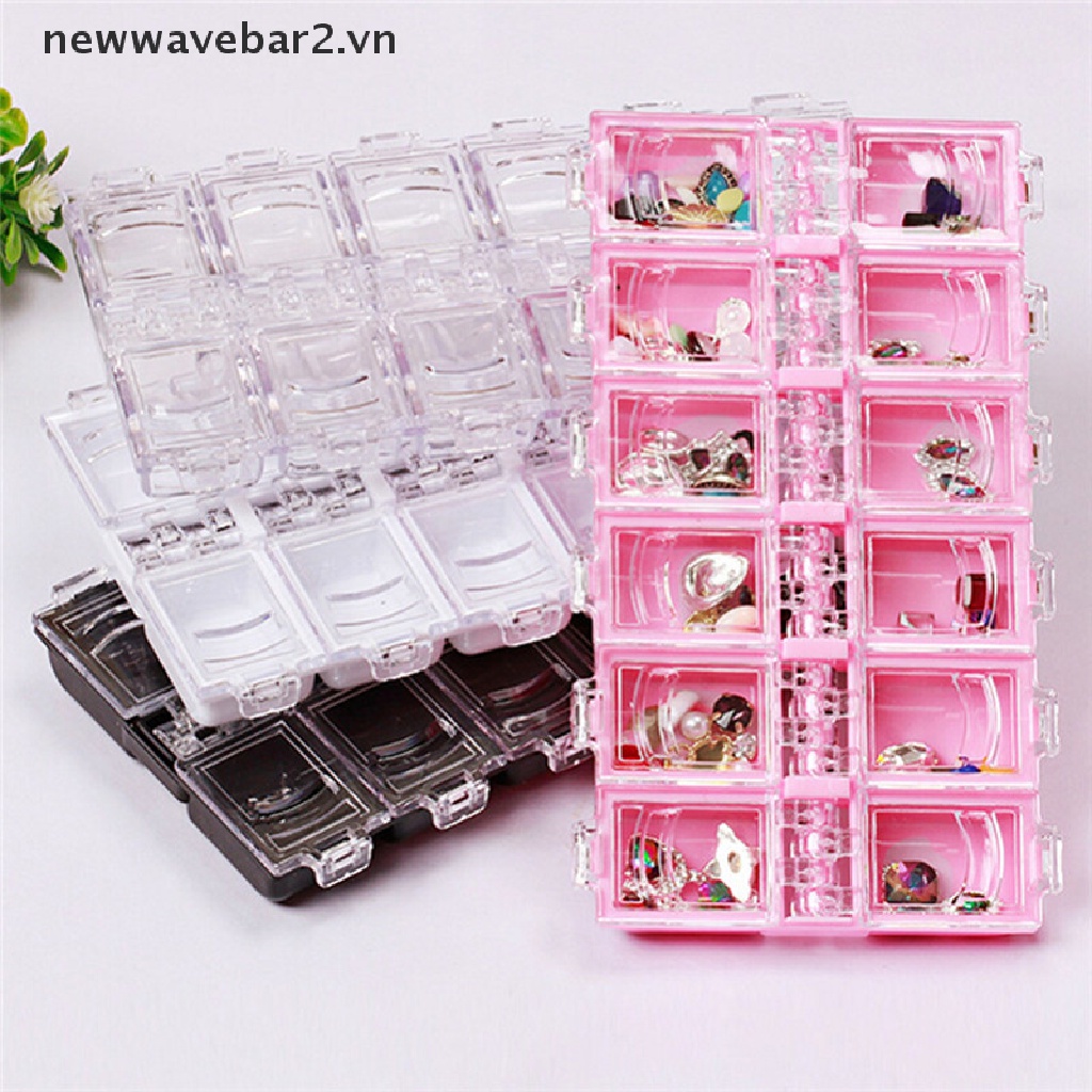 (Hàng Mới Về) Hộp Nhựa 12 Ô Đựng Trang Sức / Phụ Kiện Làm Đẹp Tiện Lợi