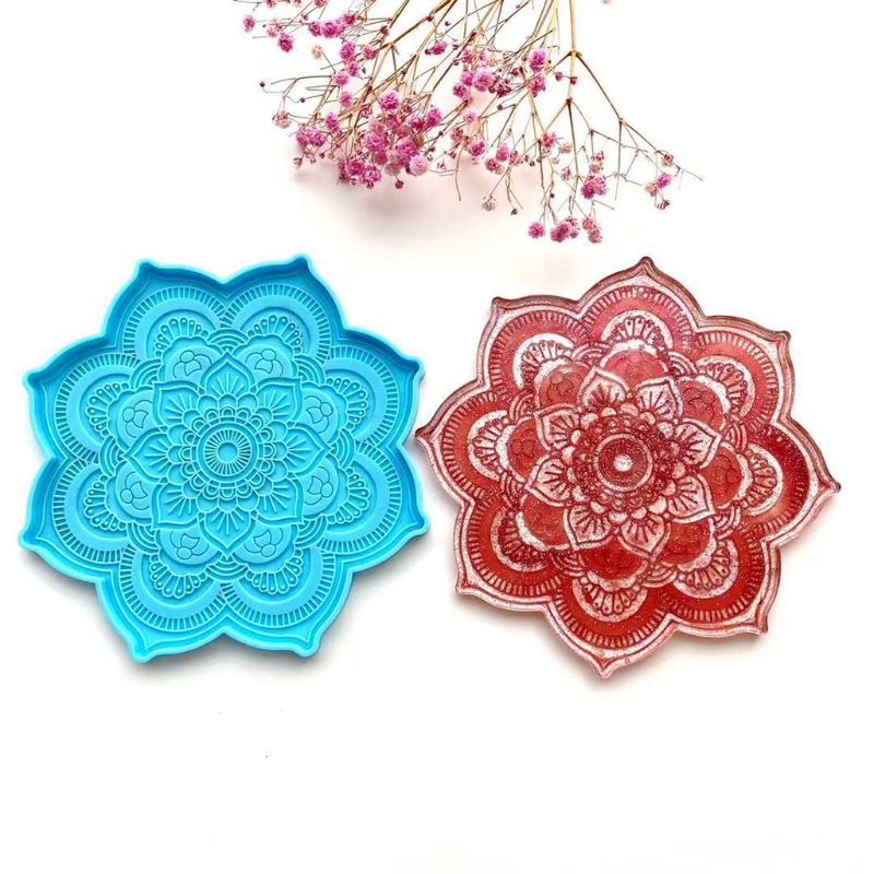 Khuôn Silicone Làm Đế Lót Ly Họa Tiết Hoa Mandala Độc Đáo Trang Trí Nhà Cửa Diy