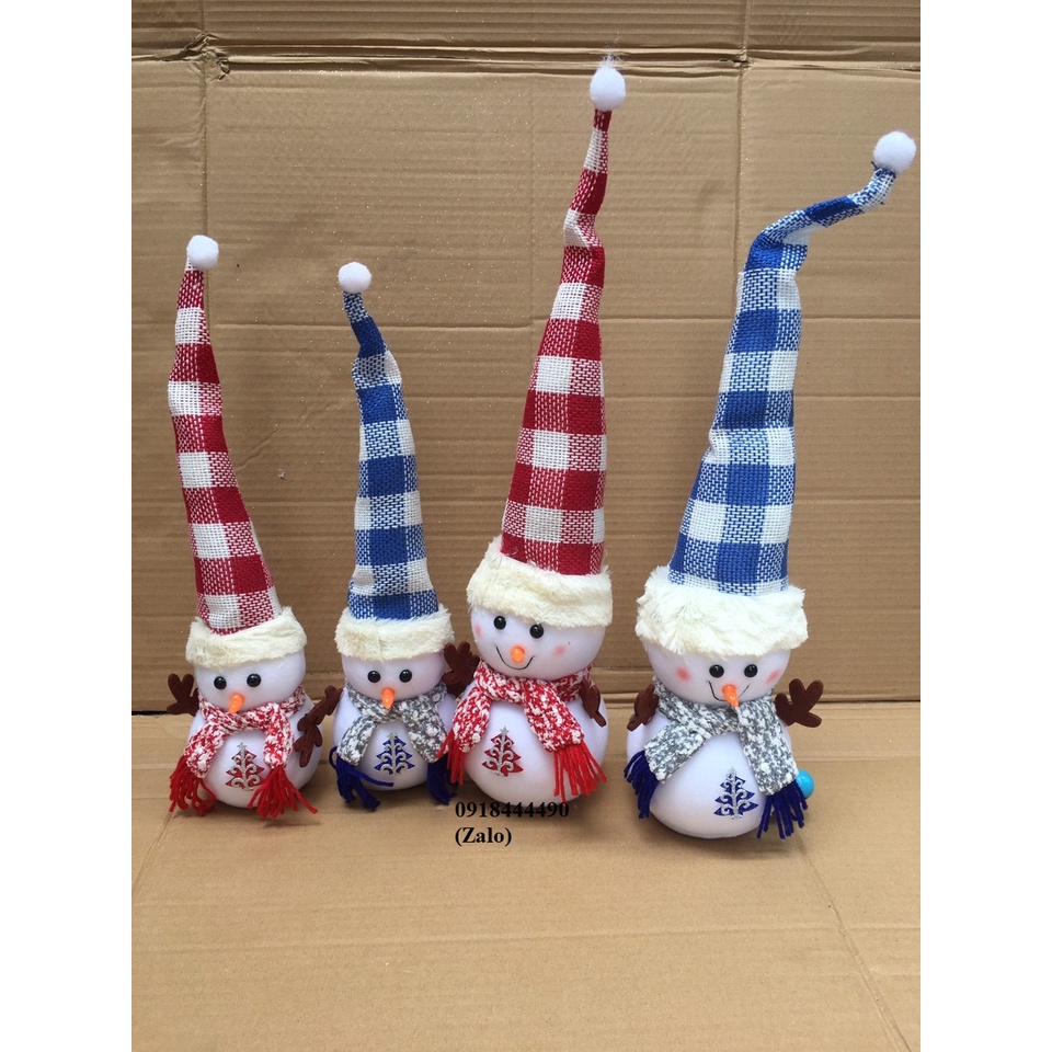Búp bê Người tuyết Giáng sinh mũ dài trang trí hoặc làm quà tặng Noel