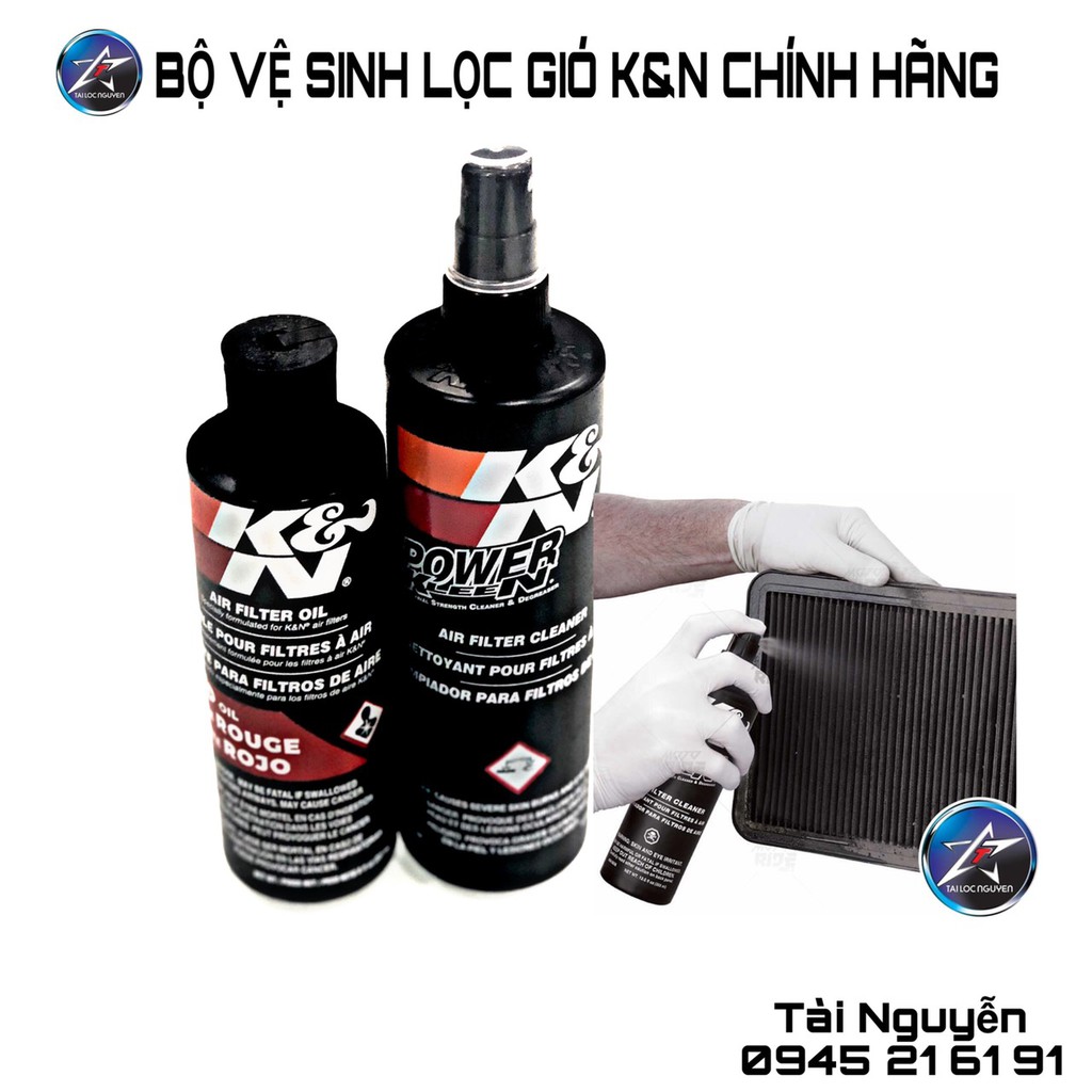 COMBO VỆ SINH LỌC GIÓ K&amp;N HÀNG NHẬP KHẨU CHÍNH HÃNG MỸ