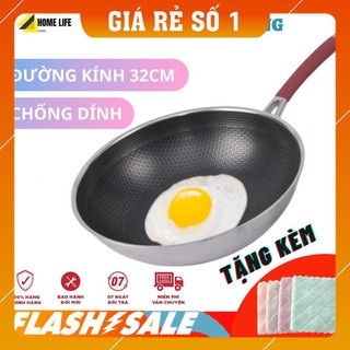 [TẶNG KHĂN LAU] Chảo Vân Đá Tổ Ong Sâu Lòng Chống Dính 32Cm, Dùng Cho Mọi Loại Bếp