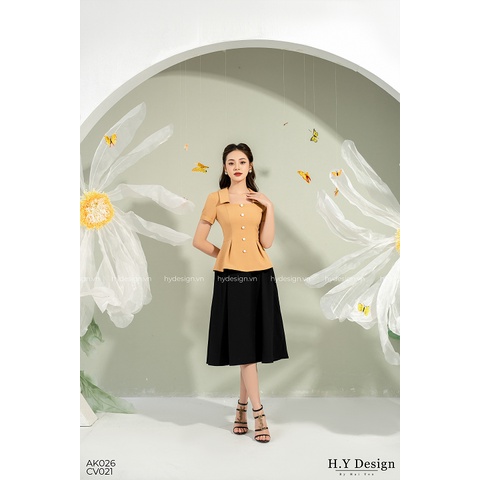 Áo cổ vuông đính cúc phong cách công sở thời trang thiết kế HY Design - AK02611