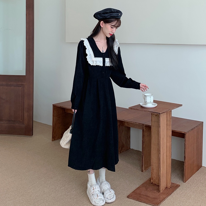 Đầm midi chữ A SUXI tay dài cỡ lớn thời trang mùa thu mới dành cho nữ