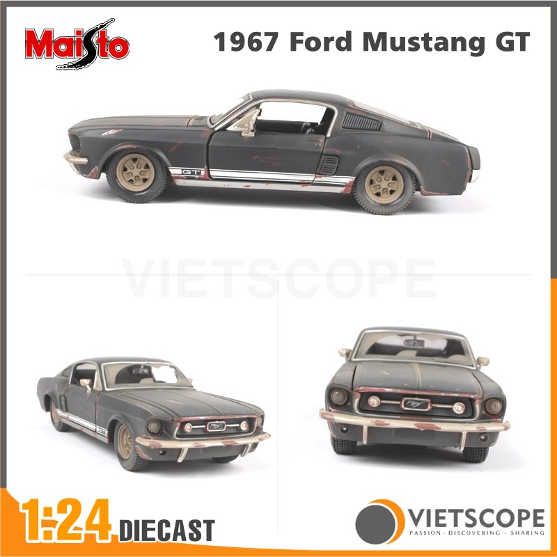 Mô hình xe Ford Mustang GT 1967 bằng kim loại tỉ lệ 1:24 Maisto phong cách cổ xưa – Mô hình diecast