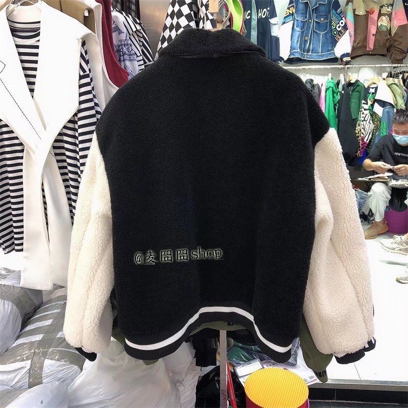 Áo khoác bomber jacket varsity nam nữ lông cừu thêu số 1886 chữ phong cách bóng chày cực ấm giá rẻ