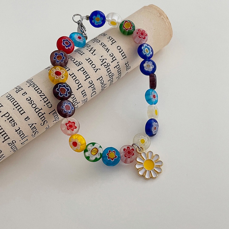 Vòng Đeo Tay Chuỗi Hạt Nhựa Acrylic Nhiều Màu Hình Hoa Cúc Ngọt Ngào Cho Nữ