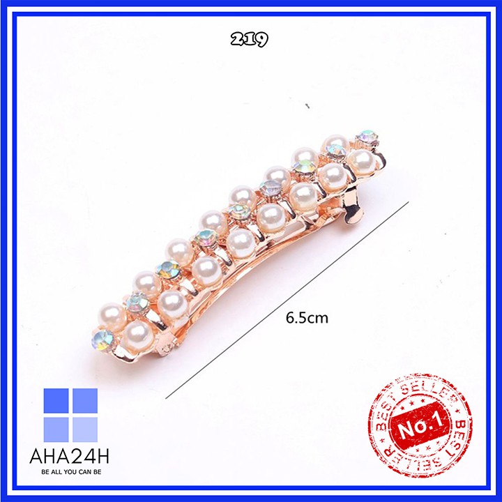 KẸP TÓC NGỌC TRAI NHÂN TẠO MIX ĐÁ ĐƠN GIẢN CÁ TÍNH AH219