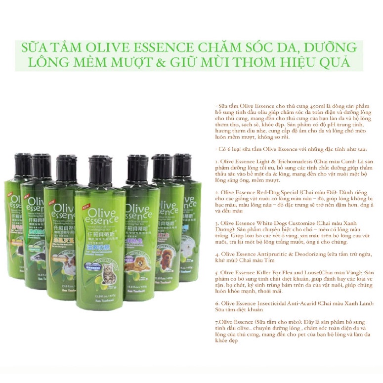 Sữa tắm Oliver cho chó mèo dưỡng mượt lông khử mùi 450ml